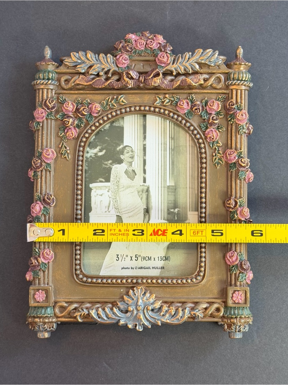 Picture frame with Rose trellis-Abigail Huller ceramic resin 3½" × 5" - Picture 7 of 8